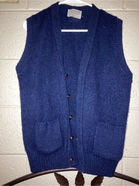 Navy Blue Wool Vest